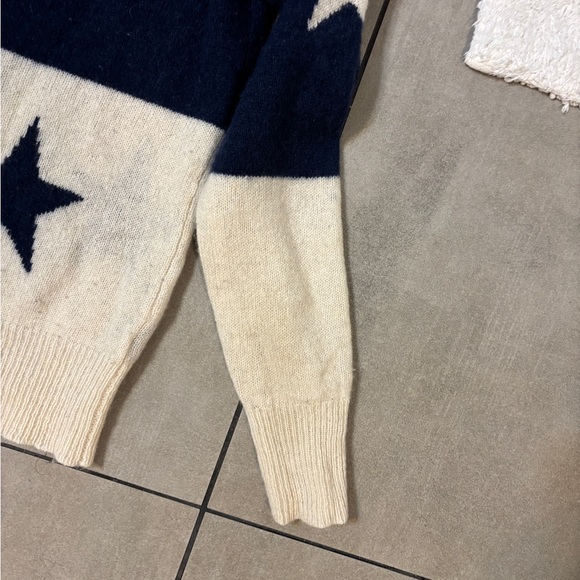 360 Cashmere navy and Cream Star Sweater preppy size small - Picture 5 of 7